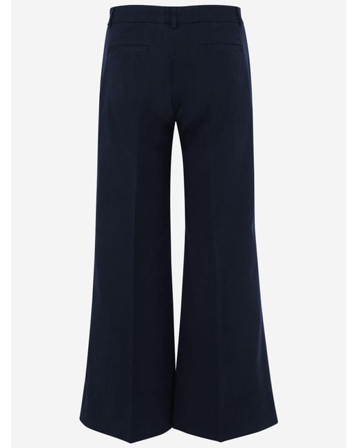 Ql2 Blue Elegant Stretch Pants Cotton Trousers