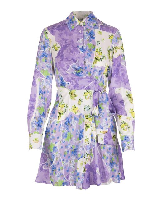 MSGM Synthetic Short Lilac Floral Shirt 