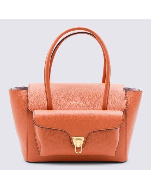 Coccinelle Orange Crab Leather Top Handle Bag