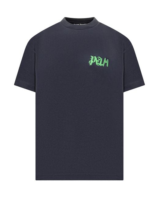 Palm Angels Blue T-shirt With I Am Lost Logo for men