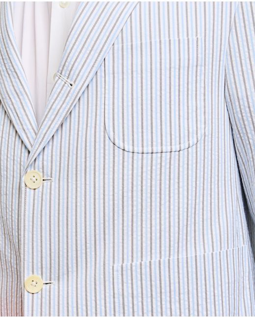 Thom Browne White Cotton Seersucker Jacket for men