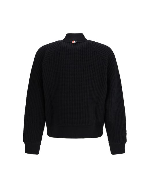 Thom Browne Black Knit Bomber Jacket Wool Ovis Aries for men