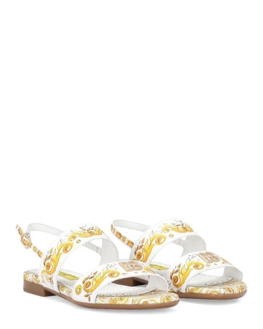 Dolce & Gabbana Metallic Sandals Printed Calf Leather