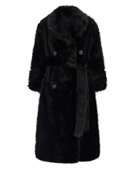 B&amp;B COUTURE Black B&B Couture Eco-Fur Trench Coat