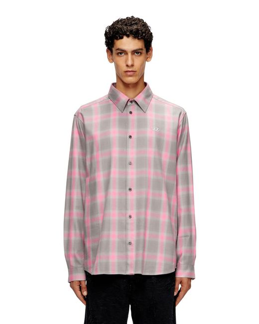 DIESEL Pink S-Simply Check Cotton Blend Shirt for men