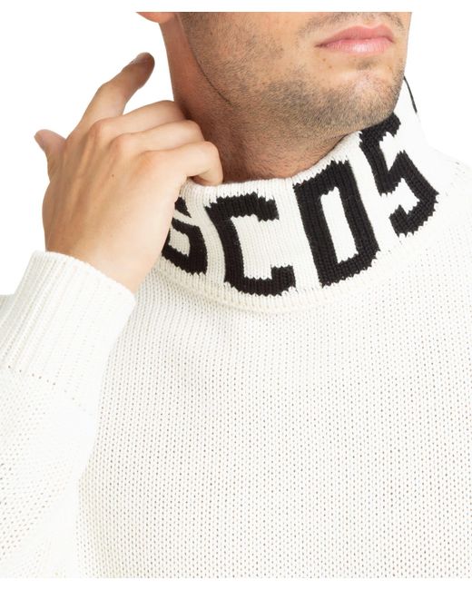Gcds White Band Logo Wool Roll-neck Sweater for men