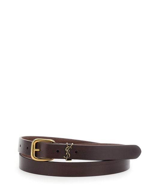 Saint Laurent White Belt Cassandre Plate Leather Calfskin for men