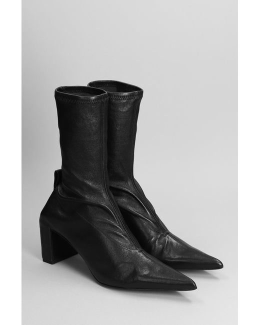Jil Sander Low Heels Ankle Boots In Black Leather