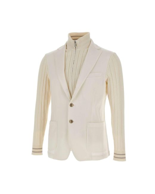 Eleventy White Bi-Material Jacket for men