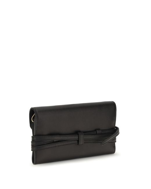 Moschino Black Leather Wallet With Buckle Detail Goatskin (Hircus Goatskin) Shoulder Bags