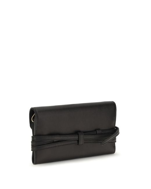 Moschino Black Leather Wallet With Buckle Detail