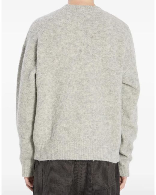 AMI Gray Embroidered Logo Alpaca Sweater Clothing Knitwear for men