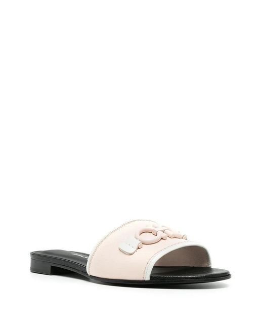 Ferragamo White Ferragamo Rhodes Gancini-Logo Sandals