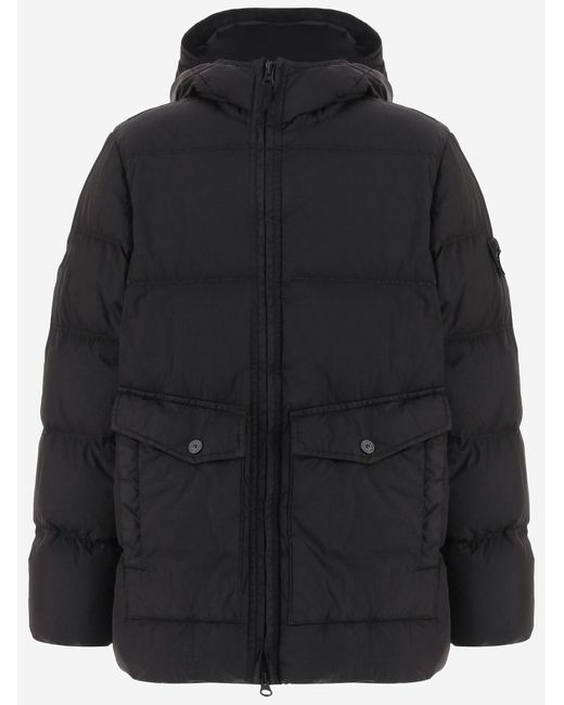 Stone Island Black Technical Hooded Jacket for men