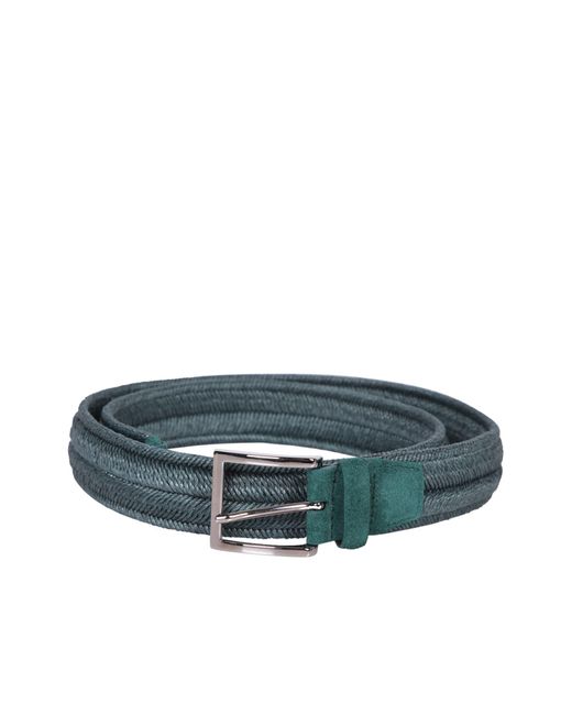 Orciani Gray Sage Linen Braided Belt for men