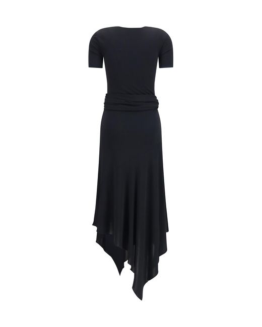 Alaïa Black Dress Belted Jersey Viscose