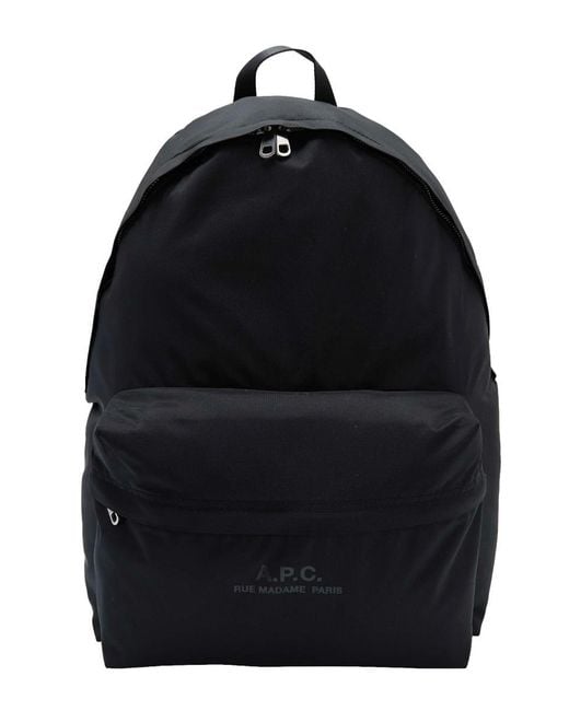 A.P.C. Black Logo Backpack Polyamide Backpacks for men