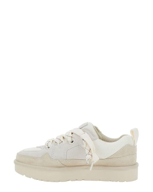 Ugg White 'Lo Lowmel' Sneakers With Mesh Inserts And Logo On The Side