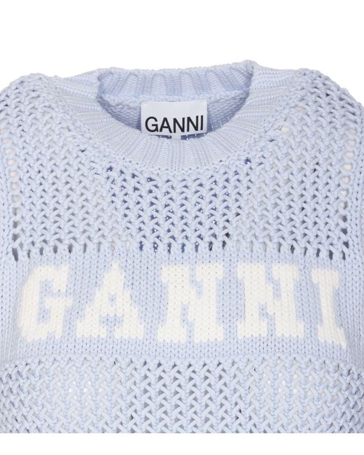 Ganni Blue Logo Knitted Vest