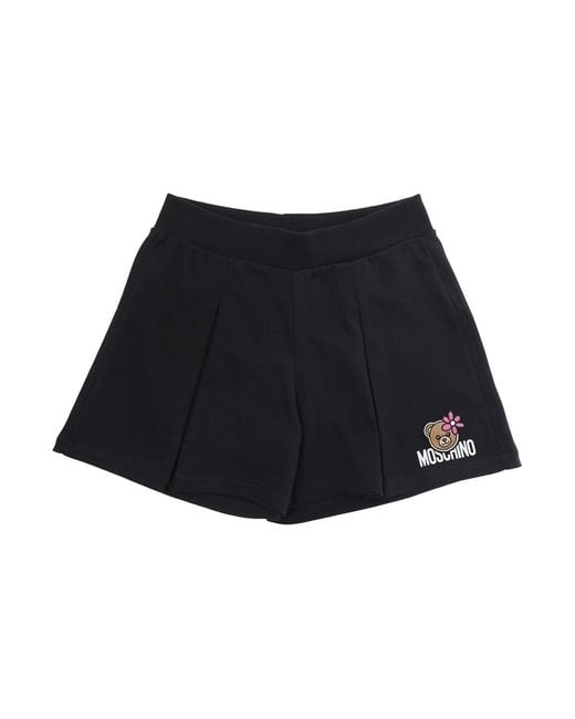Moschino Black Kids Logo Print Shorts Cotton