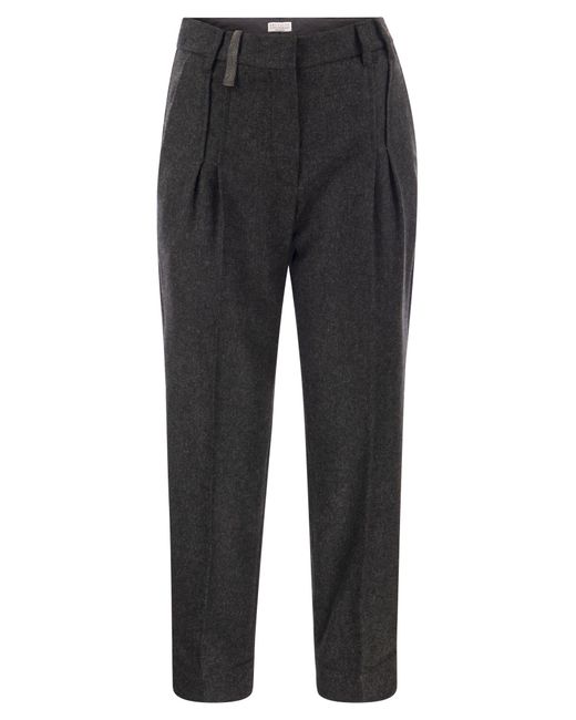 Brunello Cucinelli Gray Sartoria Wool And Cashmere Trousers