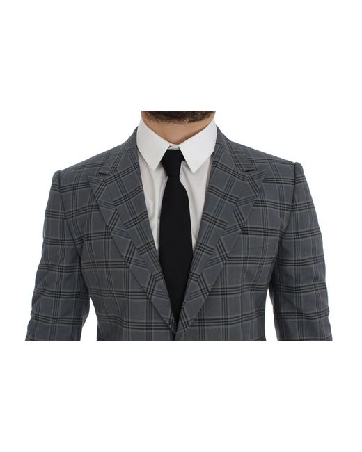 Dolce & Gabbana Blue Plaid Blazer Classic Fit for men
