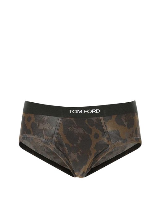 Tom Ford Brown Printed Stretch Cotton Brief for men