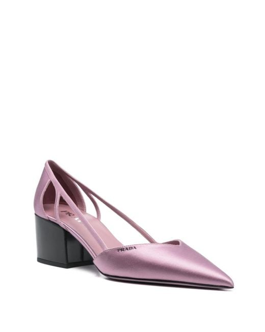 Prada Pink Satin Cut-Out Pumps