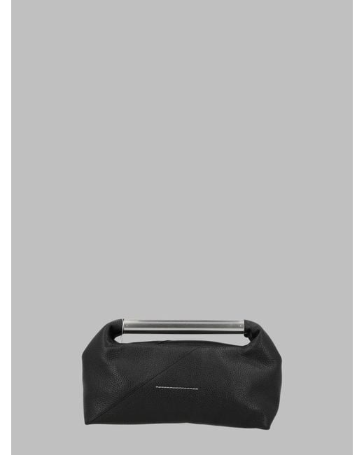 MM6 by Maison Margiela Gray Clutch Japanese With Jewelled Handle Leather Bags