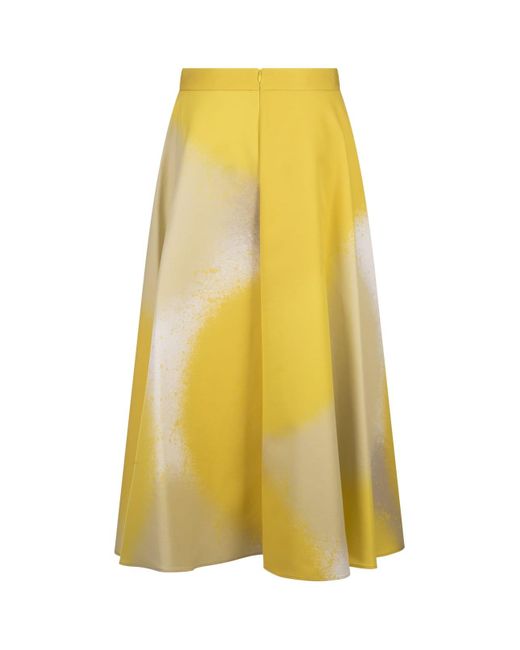 Gianluca Capannolo Yellow Printed Silk Midi Skirt