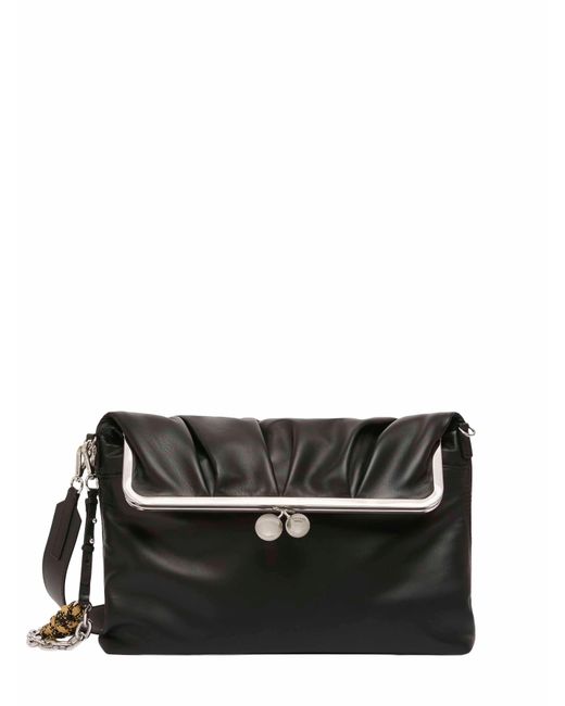 Weekend by Maxmara Black Envelope Clutch Pasticcino Leather Handbags