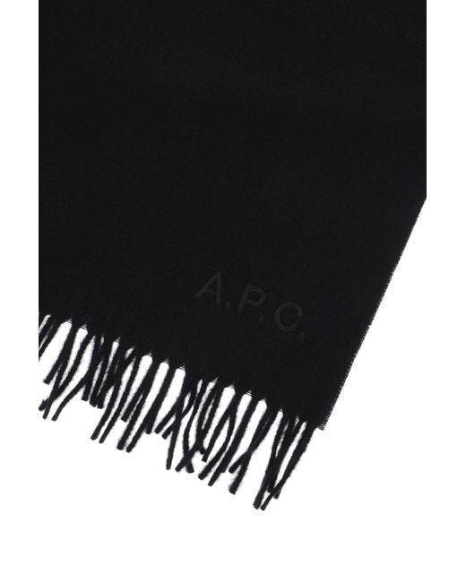 A.P.C. Black 'ambroise Brodée' Wool Scarf for men