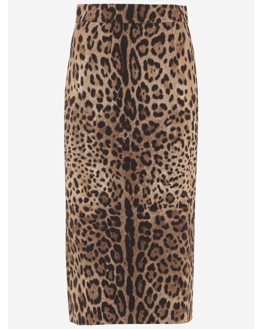 Dolce & Gabbana Natural Skirt Stretch Viscose Animal Print
