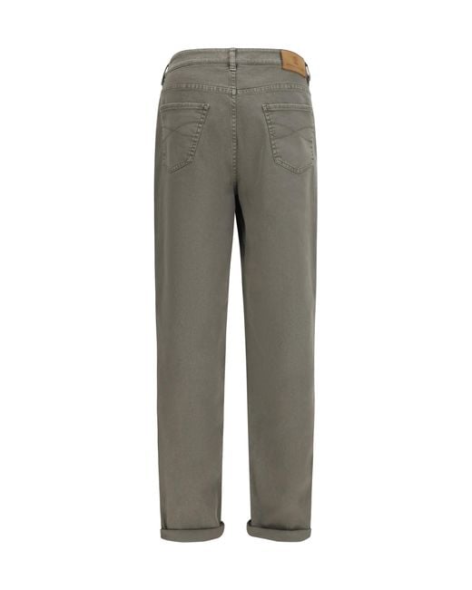 Brunello Cucinelli Gray Jeans With Turn-Up Hem Cotton; Elastane for men