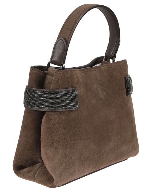 Brunello Cucinelli Brown Embellished Handbag