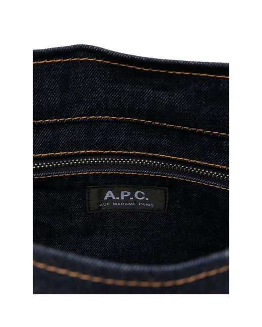 A.P.C. Blue Bum Bag Denim Calf Leather- Shoulder for men