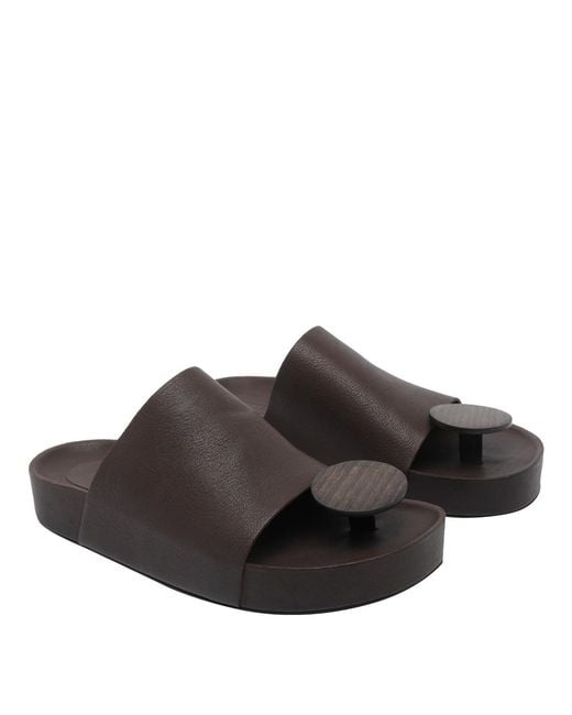 Uma Wang Brown Sandals Calf Leather/Rubber Sole