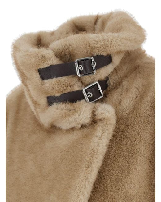 Pinko Natural High Collar Hood With Strap Closure