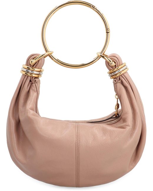 Chloé Pink Leather Hobo Bag With Top Handle Calf Shoulder