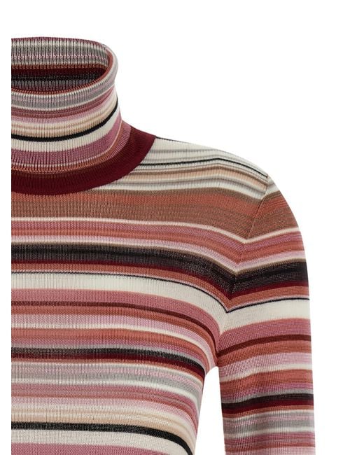 Missoni Red Striped-Turtleneck Sweater