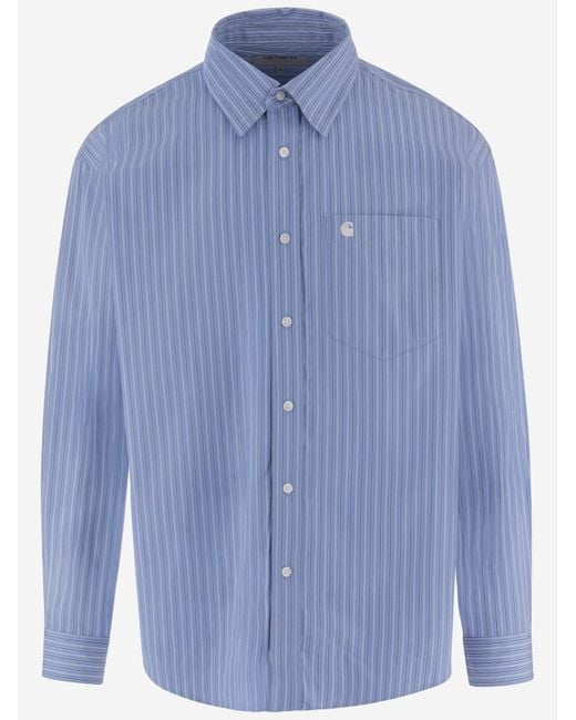 Carhartt Blue Shirt Cotton Poplin for men