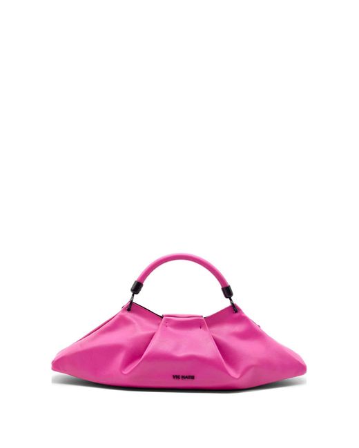 Vic Matié Pink Leather Clutch Bag With Shoulder Strap