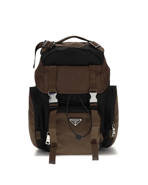 Prada Black Backpack Re-Nylon And Leather Recycled Polyamide Backpacks for men