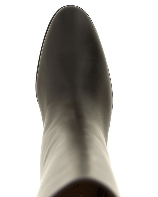 Gianvito Rossi Black Calfskin Over The Knee Shoe