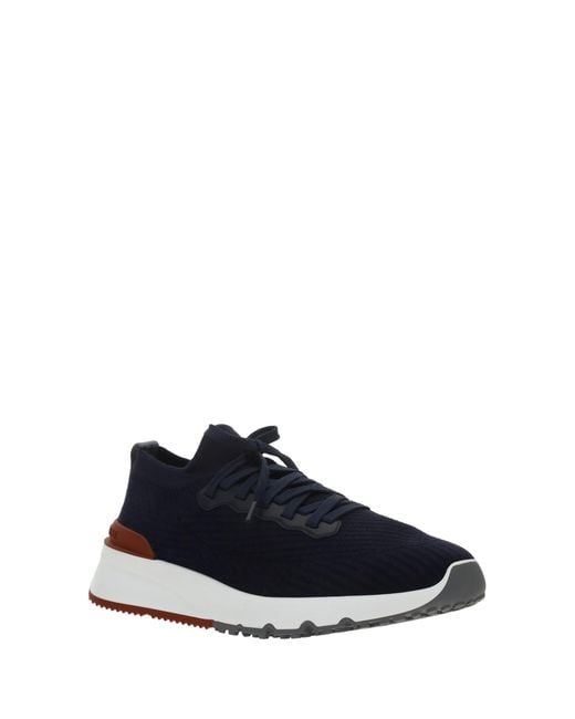 Brunello Cucinelli Blue Cotton Sneakers Upper: Cotton; Sole: Rubber for men
