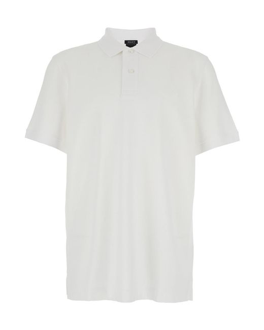 Boss White Polo Shirt With Button Closure For Cotton Tshirts And for men