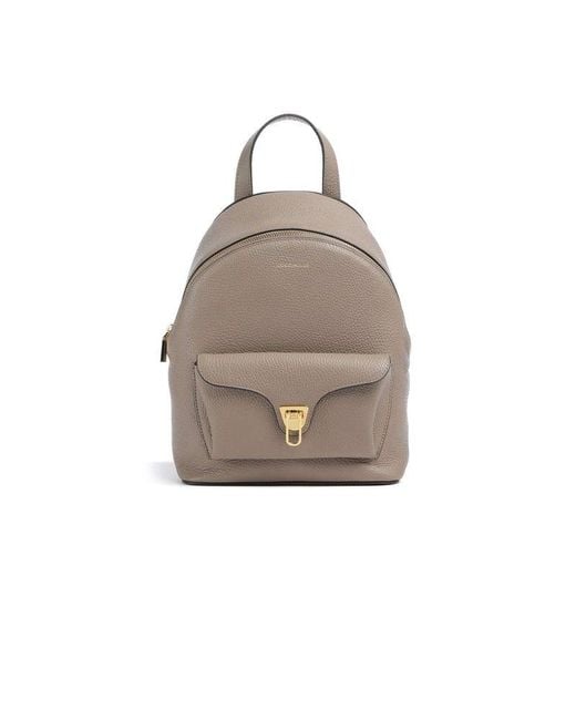 Coccinelle White Backpack Grained Leather Bags Backpacks