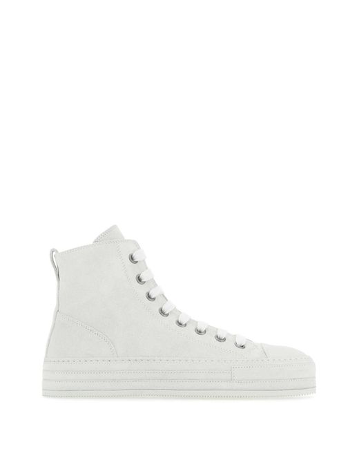 Ann Demeulemeester White Chalk Suede Sneakers