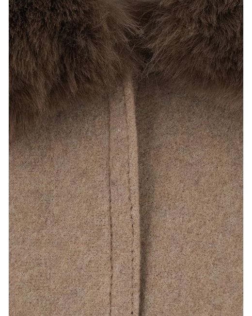 Twinset Brown Coat Tech Fabric Polyester