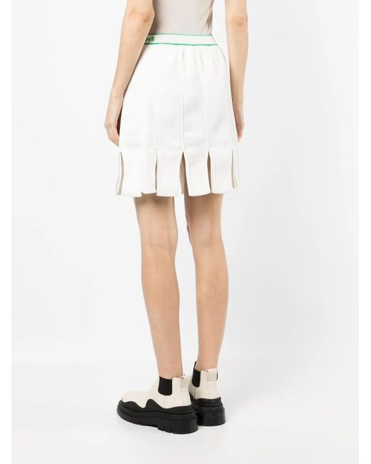 Bottega Veneta White Squared-Frill Trim Knitted Skirt Jewelry